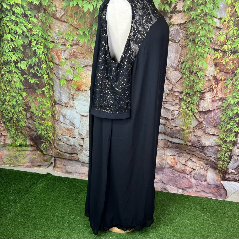 NWOT COLD SHOULDER Black Chiffon Overlay Semi-Formal Dress, 5XL - Picture 4 of 10